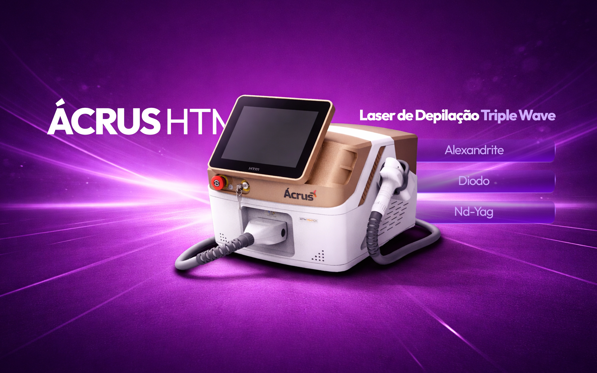 Equipamento Ácrus para estética profissional, utilizado em tratamentos faciais e corporais com tecnologia moderna.