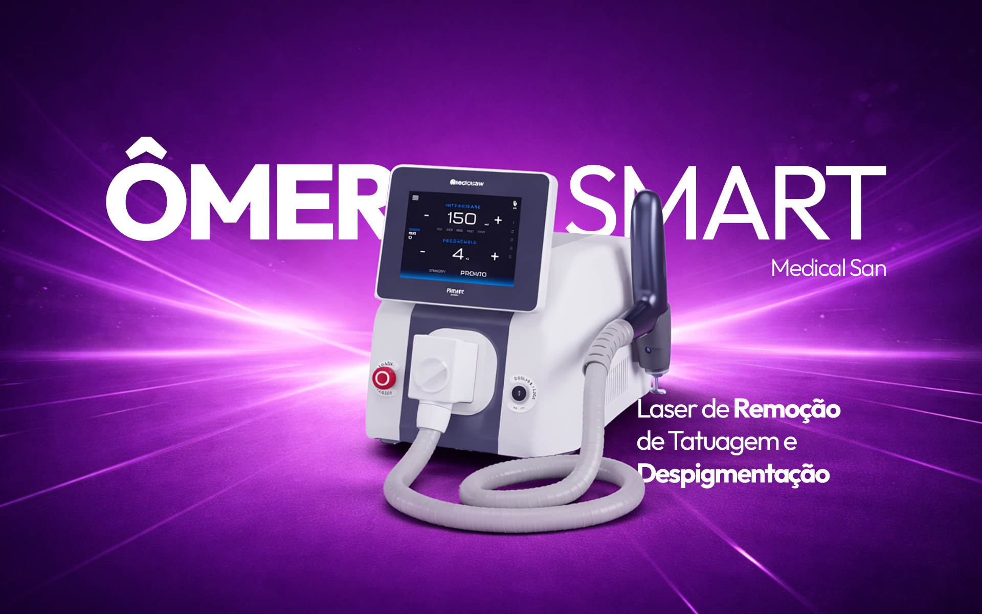 Equipamento Ômer para estética avançada, indicado para tratamentos corporais e faciais com alta performance.